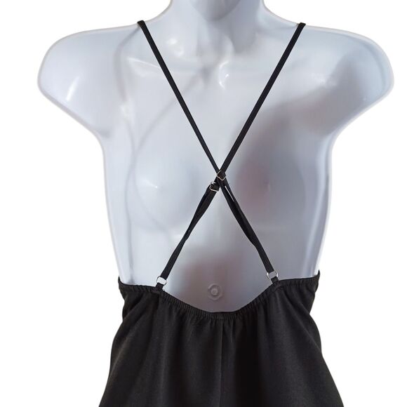 Elia.Cher Black Fit & Flare Midi Dress XS Crisscross Back Cocktail Zip & Pockets - Picture 8 of 11